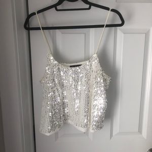 White sequin tank top